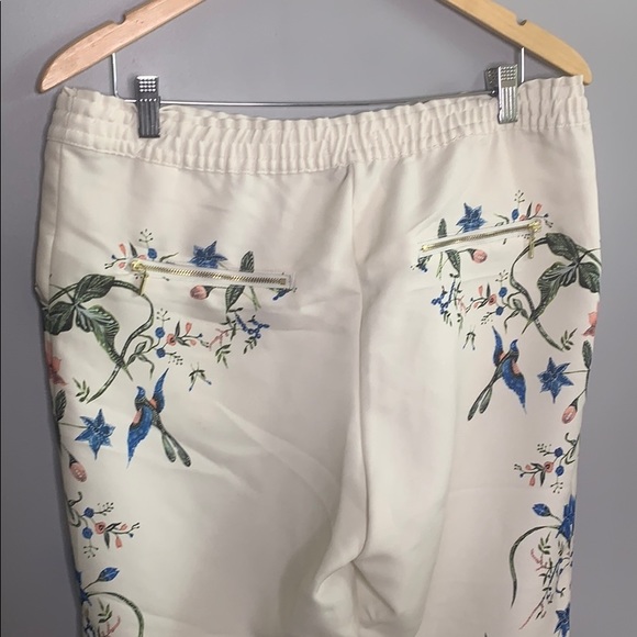 H&M High Waist Floral Print Cream Cropped Pants M - Picture 6 of 13